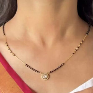 Mameraa Gold-Plated Artificial Stones and Beads Mangalsutra - Image 3