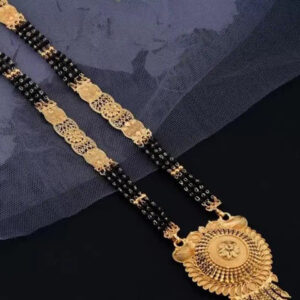 Mameraa Gold-Plated Artificial Stones and Beads Mangalsutra - Image 3