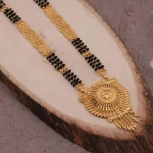 Mameraa Gold-Plated Artificial Stones and Beads Mangalsutra - Image 4