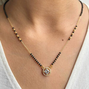 Mameraa Gold-Plated Artificial Stones and Beads Mangalsutra - Image 4