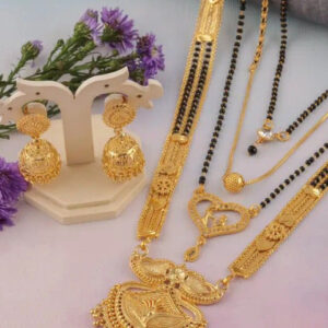 Mameraa Gold-Plated Artificial Stones and Beads Mangalsutra - Image 2