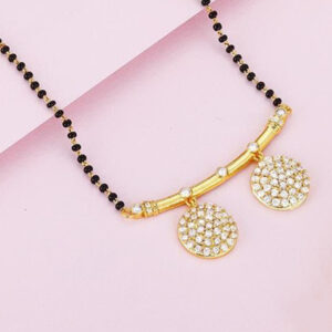 Mameraa Gold-Plated Artificial Stones Studded And Beaded Mangalsutra - Image 2