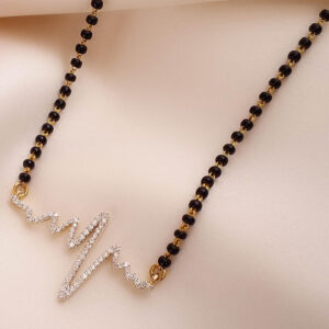 Mameraa Gold-Plated Artificial Stones Studded And Beaded Mangalsutra - Image 2