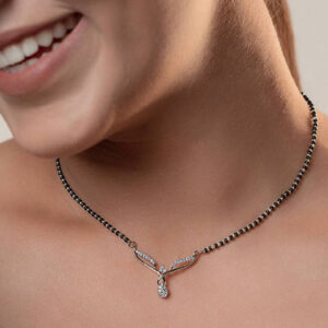 Mameraa Gold-Plated Artificial Stones Studded and Beaded Mangalsutra - Image 2