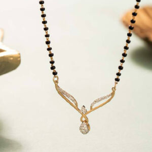 Mameraa Gold-Plated Artificial Stones Studded and Beaded Mangalsutra - Image 3