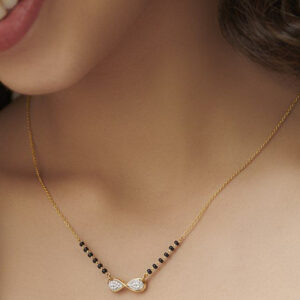 Mameraa Gold-Plated Artificial Stones Studded & Beaded Infinity Mangalsutra - Image 3