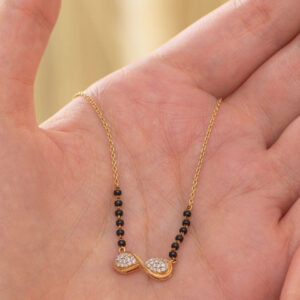 Mameraa Gold-Plated Artificial Stones Studded & Beaded Infinity Mangalsutra - Image 4