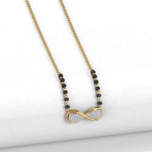 Mameraa Gold-Plated Artificial Stones Studded & Beaded Infinity Mangalsutra - Image 2
