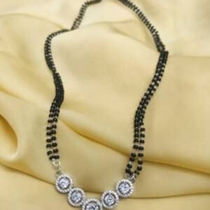 Mameraa Gold-Plated Cubic Zirconia Studded And Beaded Circular Mangalsutra - Image 3