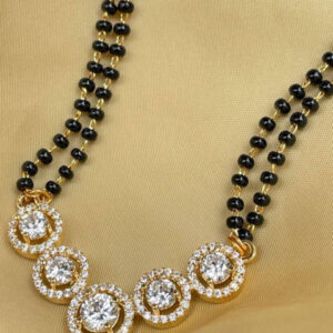 Mameraa Gold-Plated Cubic Zirconia Studded And Beaded Circular Mangalsutra - Image 2