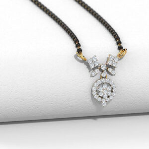 Mameraa Gold-Plated Cubic Zirconia Studded And Beaded Floral Mangalsutra - Image 4