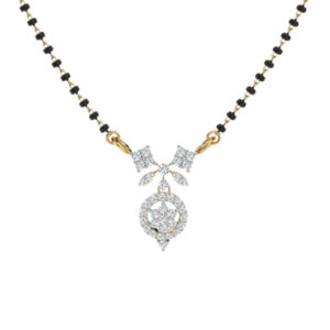 Mameraa Gold-Plated Cubic Zirconia Studded And Beaded Floral Mangalsutra - Image 5