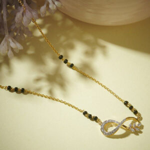 Mameraa Gold-Plated Cubic Zirconia Studded And Beaded Infinity Mangalsutra - Image 3