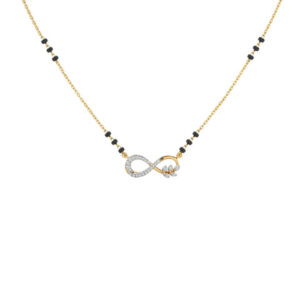 Mameraa Gold-Plated Cubic Zirconia Studded And Beaded Infinity Mangalsutra - Image 4
