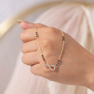 Mameraa Gold-Plated Cubic Zirconia Studded And Beaded Infinity Mangalsutra - Image 2