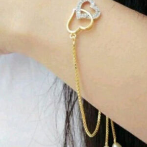 Mameraa Gold-Plated Interlocking Hearts Cubic Zirconia Studded Link Bracelet - Image 3