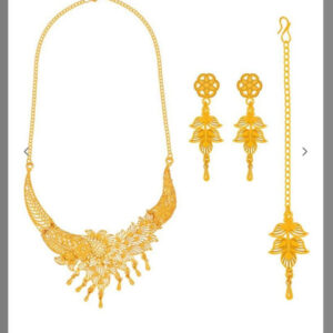 Mameraa Gold-Plated Lakshmi Temple Choker Necklace Set with Jhumka Earrings - Image 4