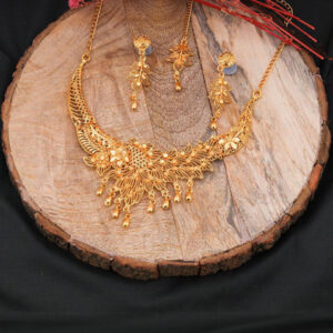 Mameraa Gold-Plated Lakshmi Temple Choker Necklace Set with Jhumka Earrings - Image 2