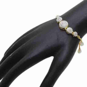 Mameraa Gold-Plated Sparkling Cubic Zirconia Studded Link Bracelet - Image 3
