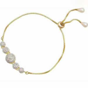 Mameraa Gold-Plated Sparkling Cubic Zirconia Studded Link Bracelet - Image 2