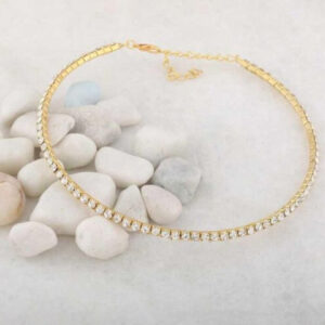 Mameraa Gold-Toned Crystal Rhinestone Tennis Choker Necklace - Image 2