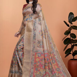 Mameraa Kalamkari Printed Zari Saree - Image 3