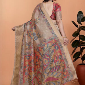 Mameraa Kalamkari Printed Zari Saree - Image 4