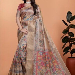 Mameraa Kalamkari Printed Zari Saree - Image 5