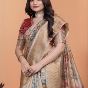 Mameraa Kalamkari Printed Zari Saree - Image 2