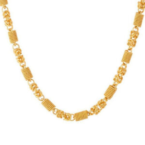 Mameraa Men Gold-Plated Byzantine & Barrel Link Chain - Image 3