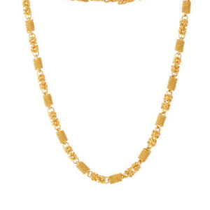 Mameraa Men Gold-Plated Byzantine & Barrel Link Chain - Image 2