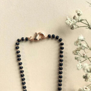 Mameraa Rose Gold-Plated Cubic Zirconia Studded And Beaded Drop Mangalsutra - Image 3