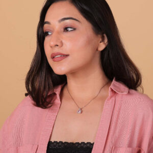 Mameraa Rose Gold-Plated Stone Studded Square Pendant With Chain - Image 4
