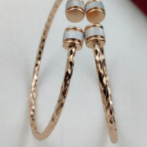 Mameraa Set Of 2 Rose Gold-Plated Artificial Stones Studded Cuff Bracelet - Image 3