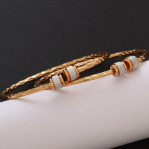 Mameraa Set Of 2 Rose Gold-Plated Artificial Stones Studded Cuff Bracelet - Image 2