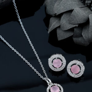 Mameraa Silver-Plated Cubic Zirconia Stone-Studded Jewellery Set - Image 3
