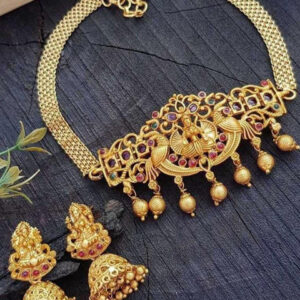 Mameraa South Indian Temple Gold-Plated Choker Necklace - Image 3