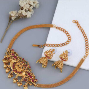 Mameraa South Indian Temple Gold-Plated Choker Necklace - Image 2