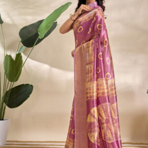 Mameraa Tie & Dye Printed Zari Saree - Image 3