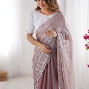 Mameraa Women Embellished Striped Sequined Saree - Image 5