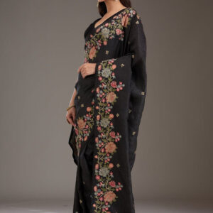 Mameraa Women Floral Embroidered Saree with Blouse Piece - Image 3