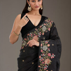 Mameraa Women Floral Embroidered Saree with Blouse Piece - Image 2