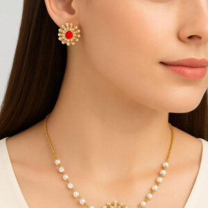 Mameraa Women Gold-Plated Lakshmi Temple Choker Necklace & Earrings - Image 3