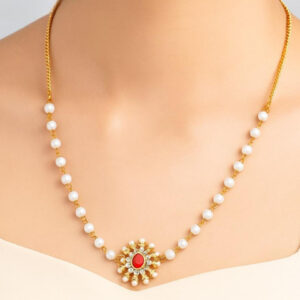 Mameraa Women Gold-Plated Lakshmi Temple Choker Necklace & Earrings - Image 4