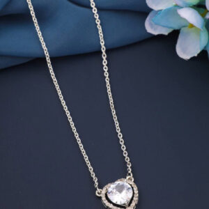 Mameraa Women Silver Plated Artificial Stones Pendant Necklace with S-Hook Closure - Image 2