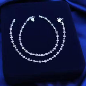 Mameraa Women Silver-Toned CZ Stone Minimalist Anklet - Image 2