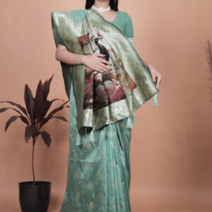 Mameraa Women Woven Design Zari Saree - Image 5