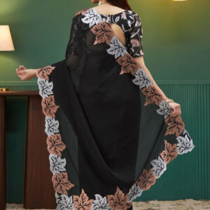 Mameraa Zari Embroidered Border Saree With Blouse Piece - Image 3