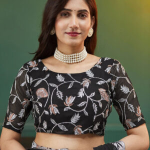 Mameraa Zari Embroidered Border Saree With Blouse Piece - Image 4
